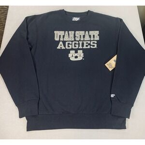 NEW Utah State Aggies Crewneck Sweatshirt Mens L Navy Blue Blue 84 College NWT